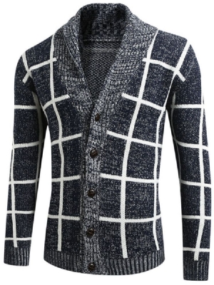 Standard Lapel Plaid Men's Casual Fall Tröja