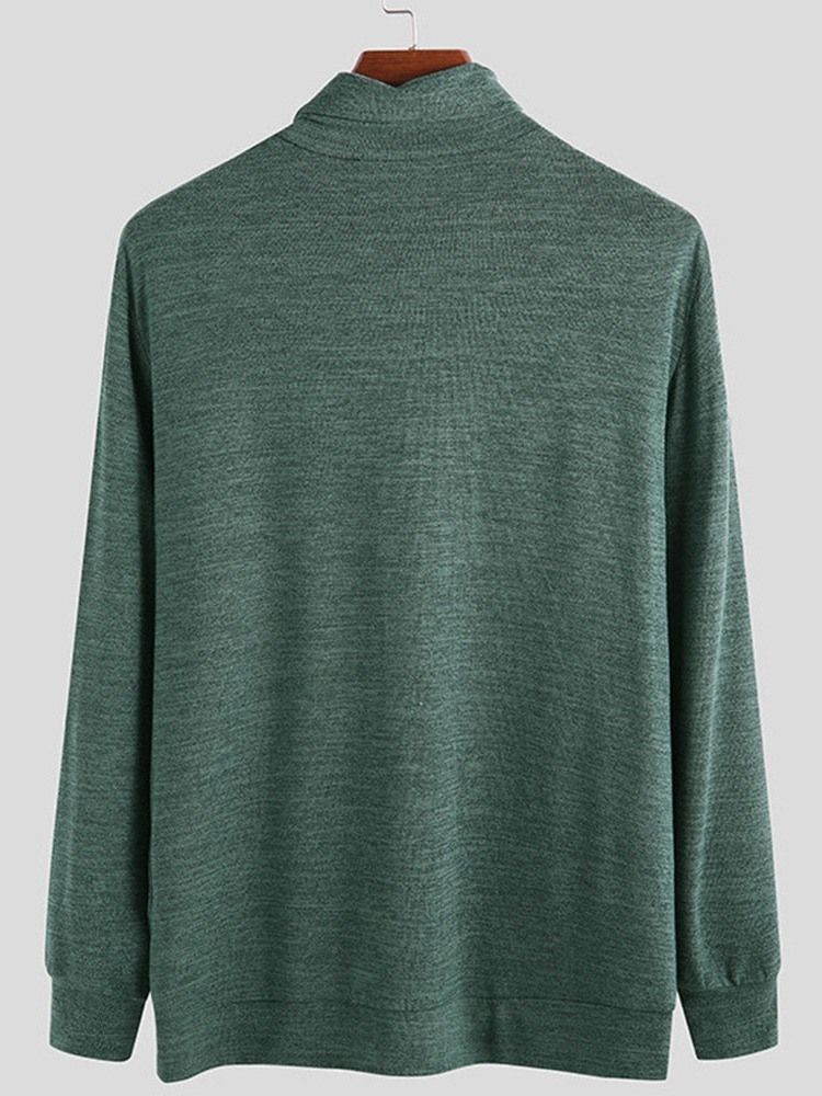 Standard Plain Turtleneck Loose European Herrtröja