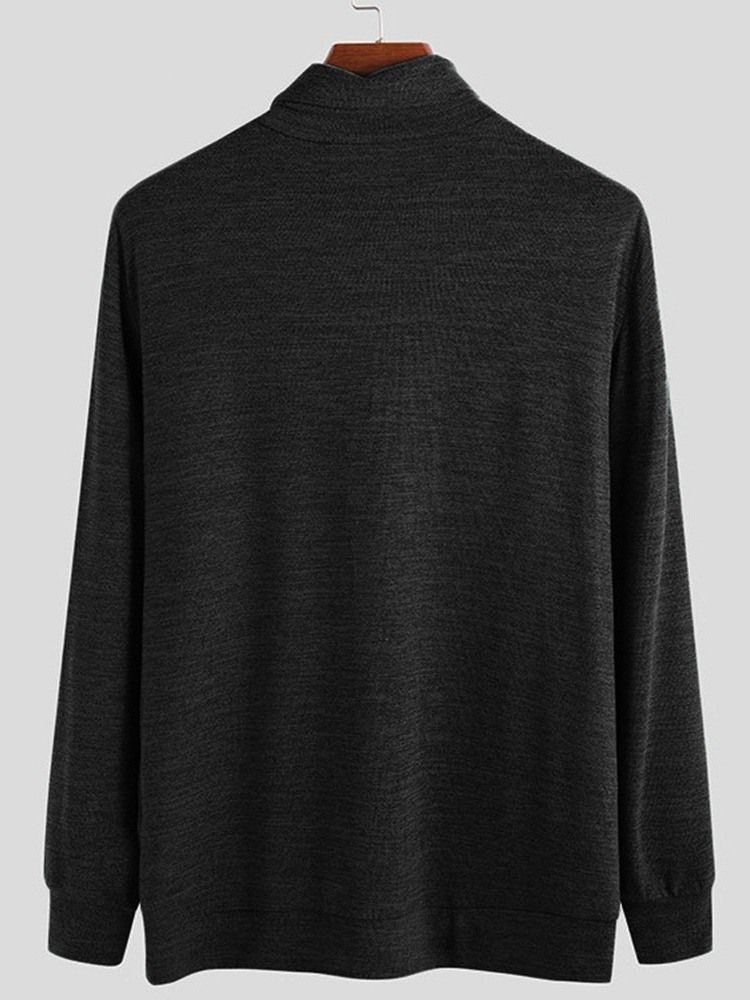 Standard Plain Turtleneck Loose European Herrtröja