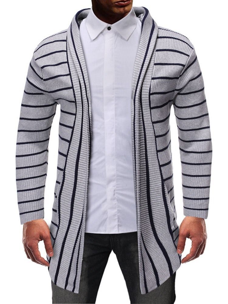 Stripe Mid-length Casual Men's Slim Sweater