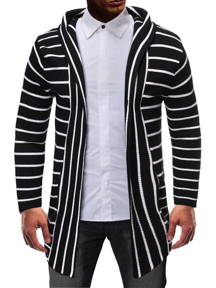 Stripe Mid-length Casual Men's Slim Sweater