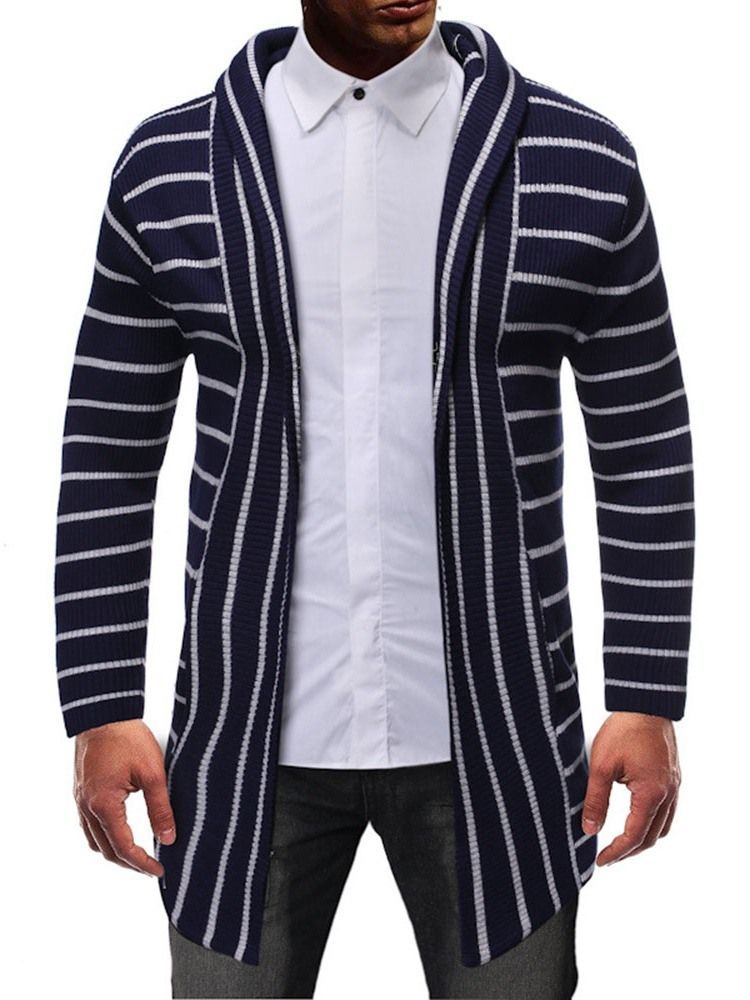 Stripe Mid-length Casual Men's Slim Sweater