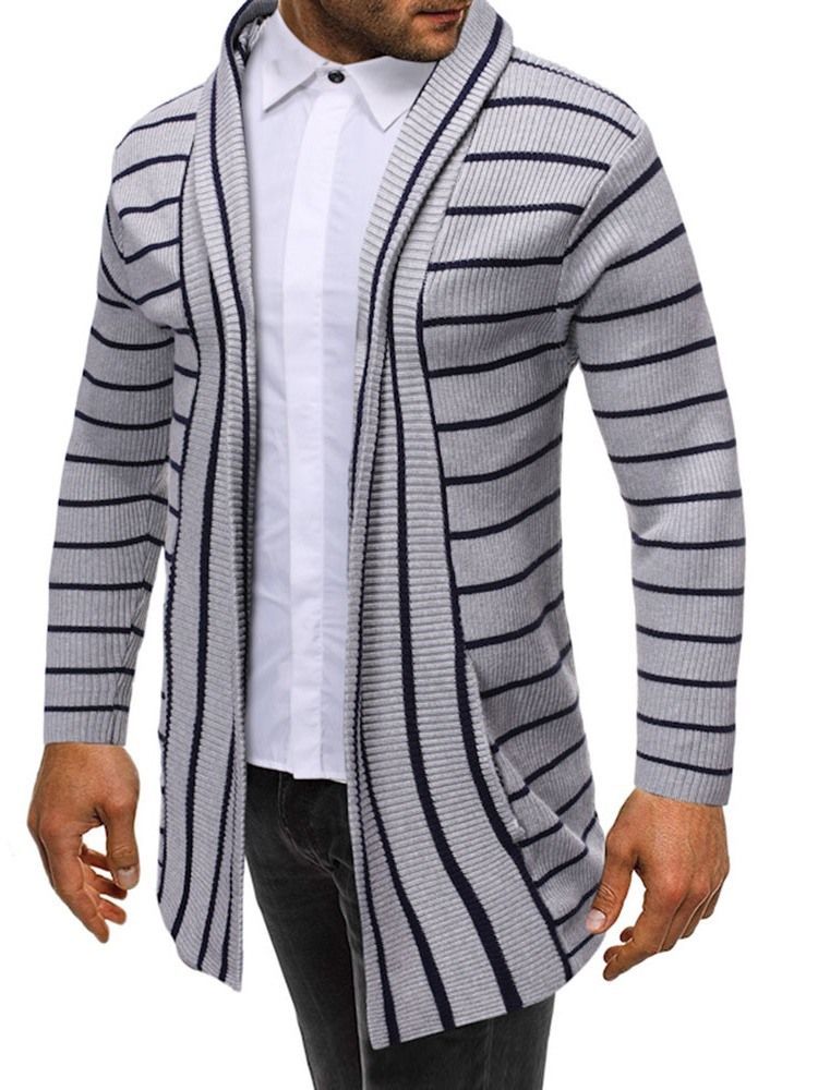 Stripe Mid-length Casual Men's Slim Sweater