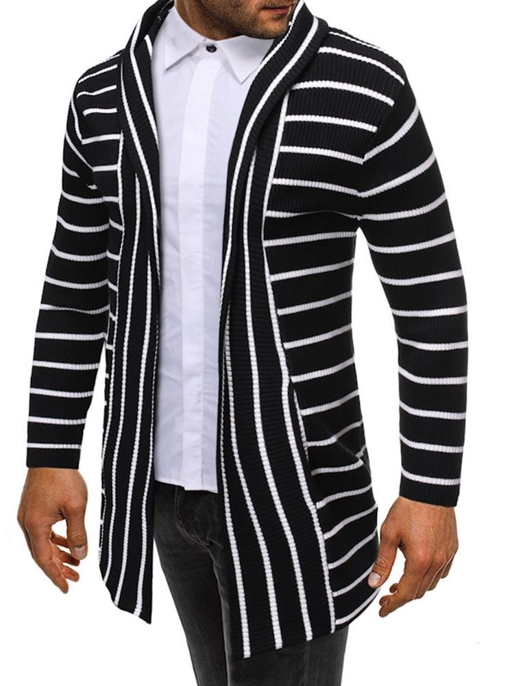 Stripe Mid-length Casual Men's Slim Sweater