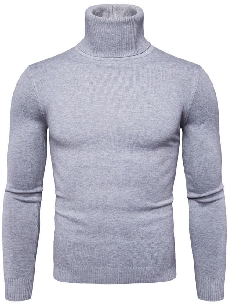 Turtleneck Plain Standard Slim Spring Herrtröja