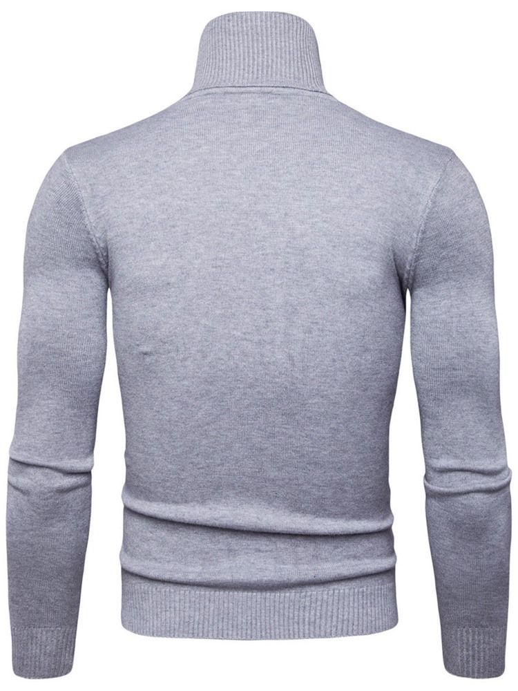 Turtleneck Plain Standard Slim Spring Herrtröja