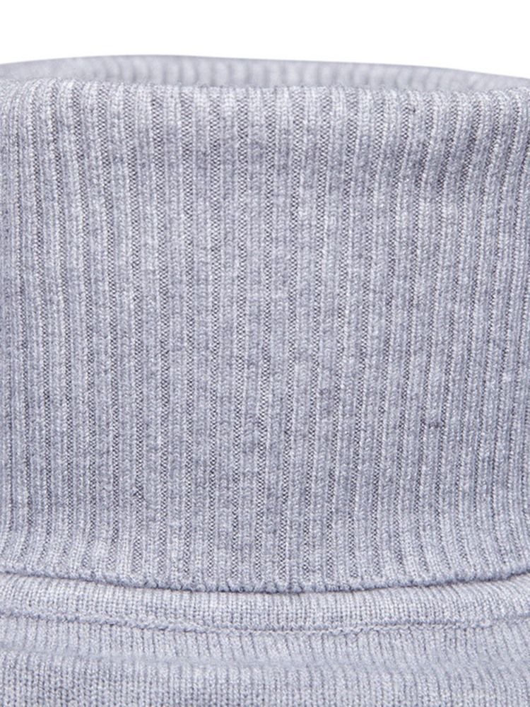 Turtleneck Plain Standard Slim Spring Herrtröja