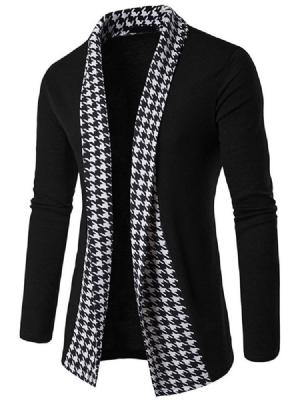 Vogue Houndstooth Patchwork Cardigan Herr Stickat