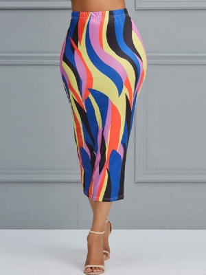 Color Block Geometric Bodycon Kjolar För Kvinnor