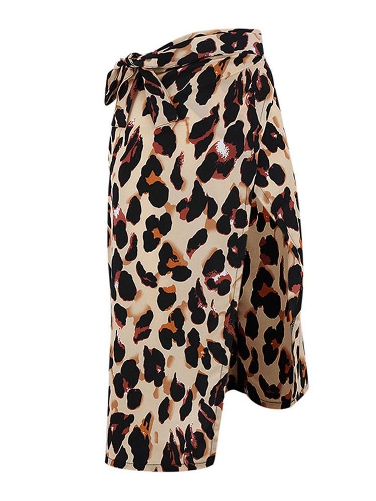 Dam Mid-calf Straight Leopard High-waist Casual Kjol