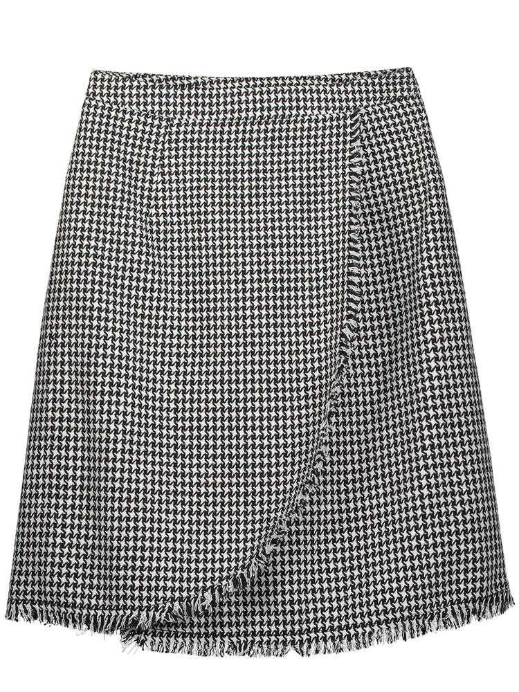 Knee-längd Houndstooth Tofs Patchwork Dam Kjol