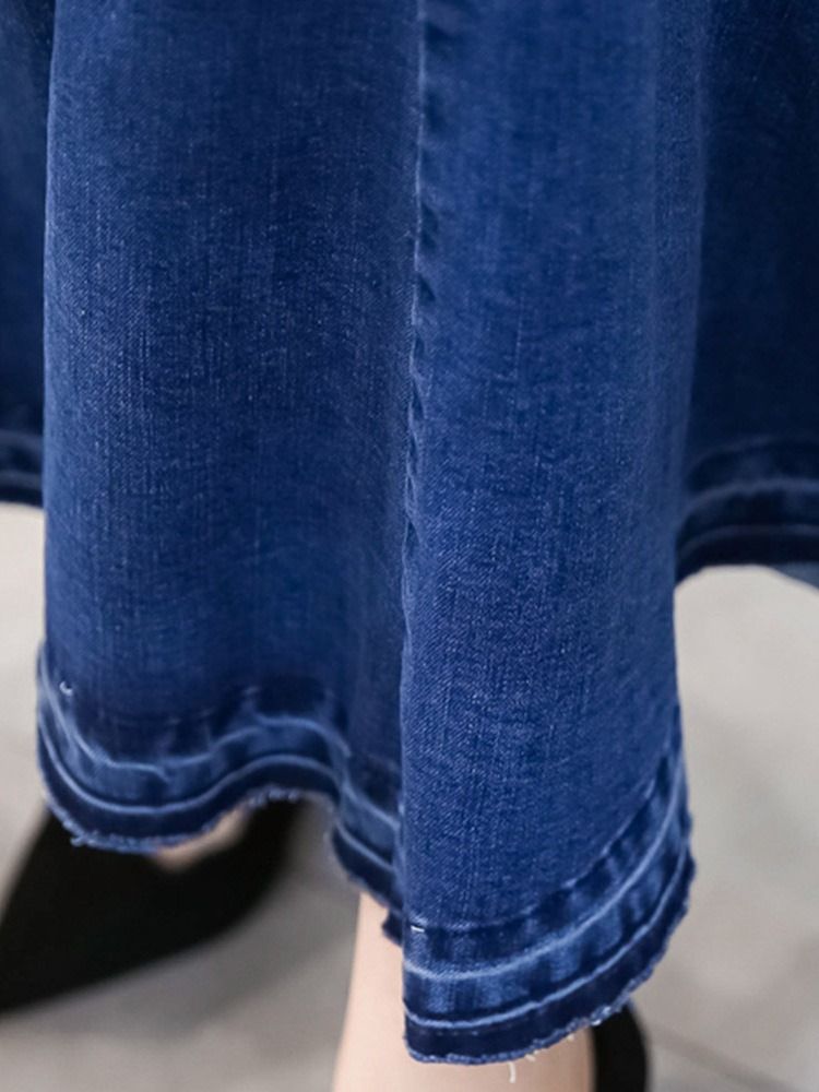 Kvinnors Sjöjungfru Plain Pocket Denim Kjol Med Hög Midja