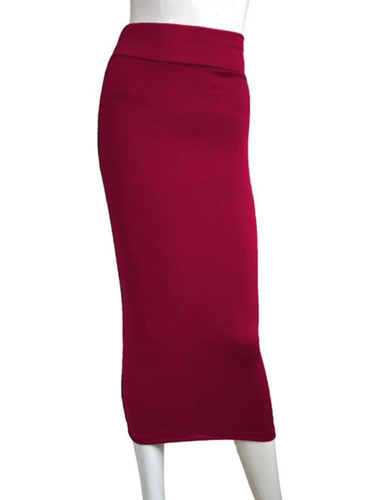 Mid-calf Bodycon Plain Sexig Kjol För Kvinnor