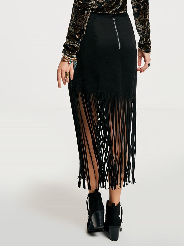 Mid-calf Tassel Patchwork Plain Damkjol