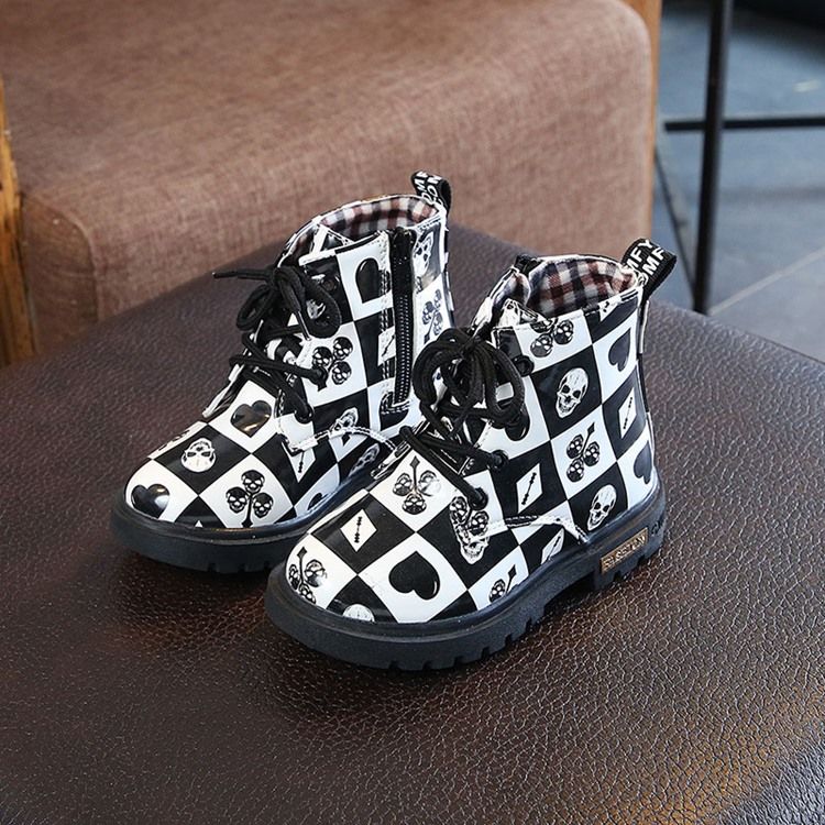 Plaid Side Zipper Baby Boots