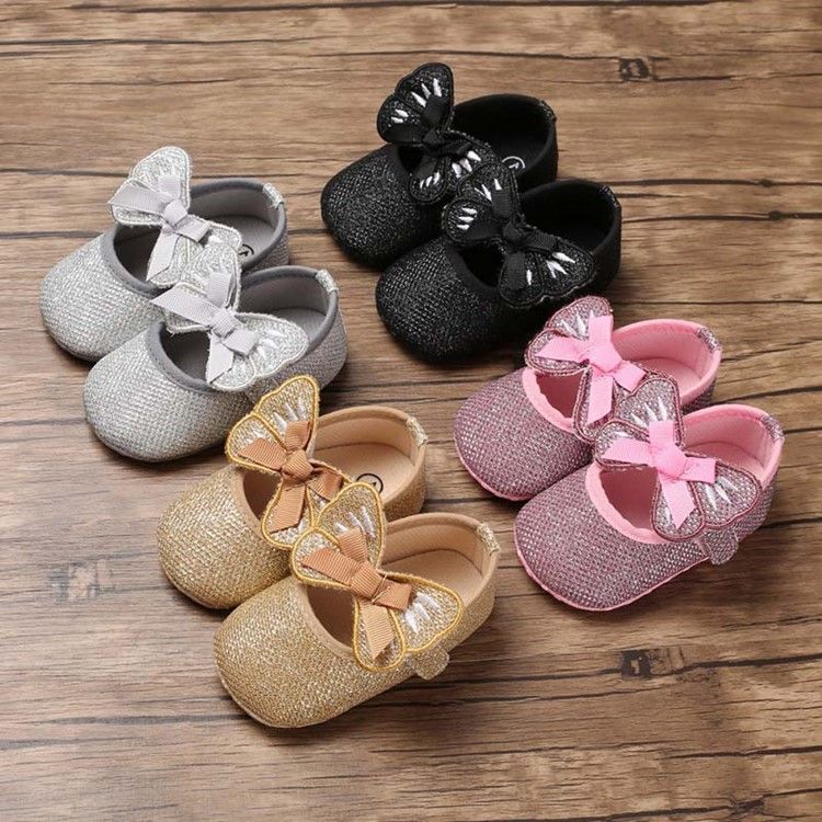 Sequin Bowknot Velcro Toddler Shoes