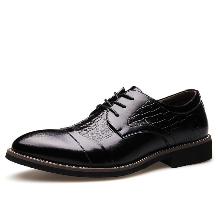 Croco Point Toe Oxfords För Män