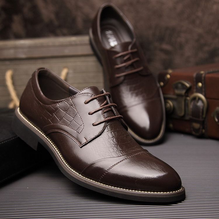 Croco Point Toe Oxfords För Män