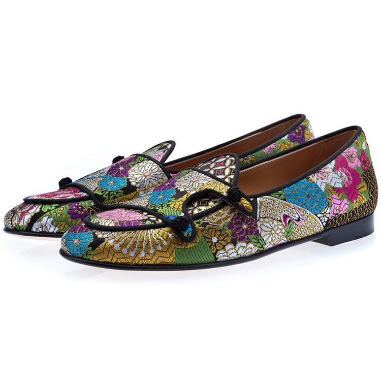 Floral Color Block Slip-on Round Toe Herrskor