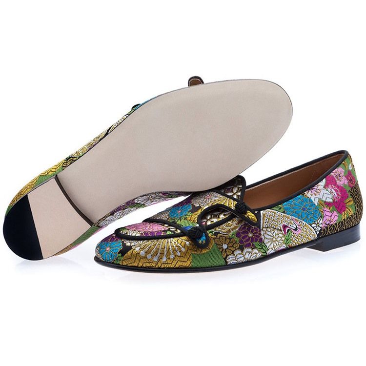 Floral Color Block Slip-on Round Toe Herrskor