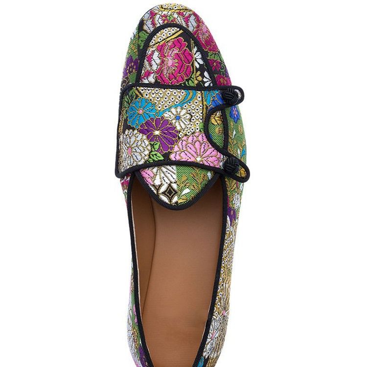 Floral Color Block Slip-on Round Toe Herrskor