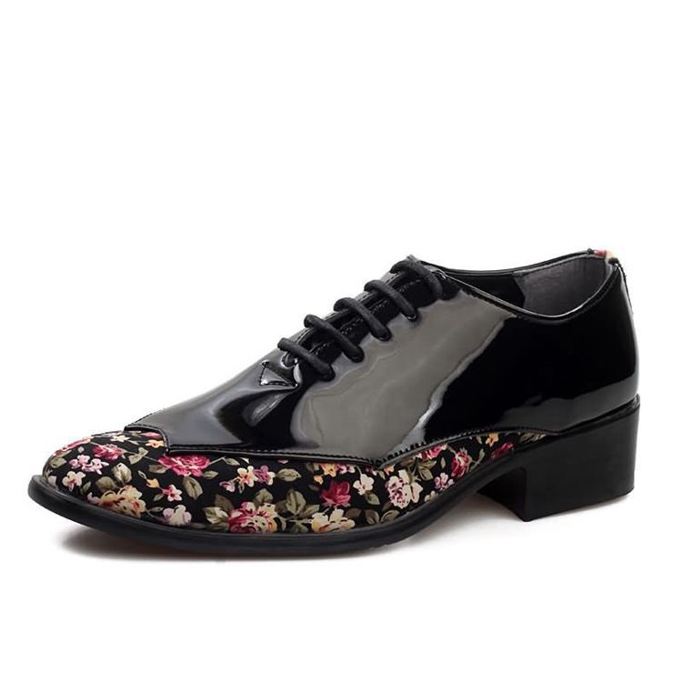 Floral Patchwork Low-cut Upper Men's Dress Shoes