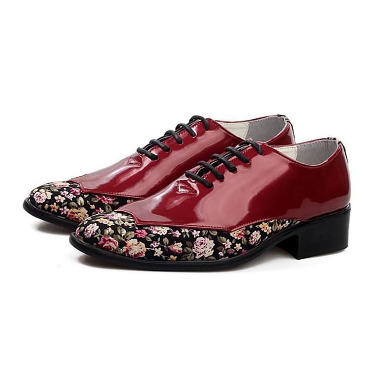 Floral Patchwork Low-cut Upper Men's Dress Shoes