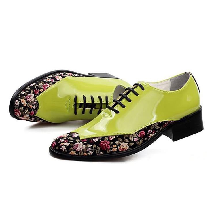 Floral Patchwork Low-cut Upper Men's Dress Shoes