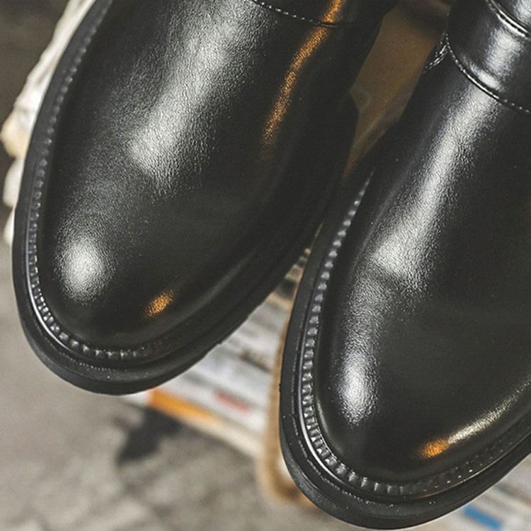 Low-cut Upper Plain Round Toe Pu Oxfords För Män