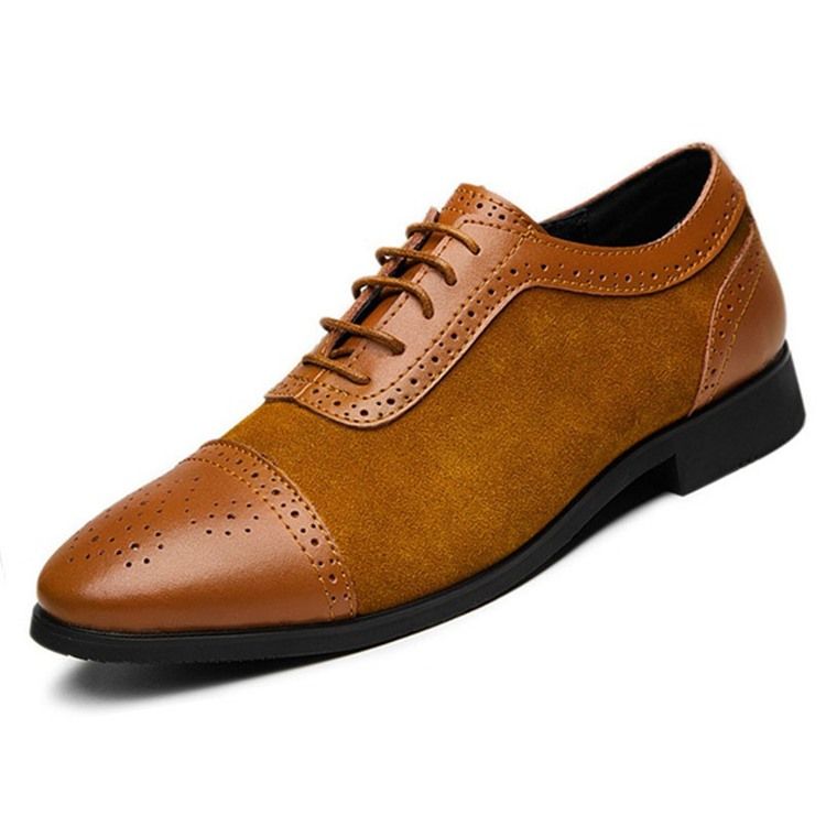 Patchwork Low-cut Upper Lace-up Oxfords För Män