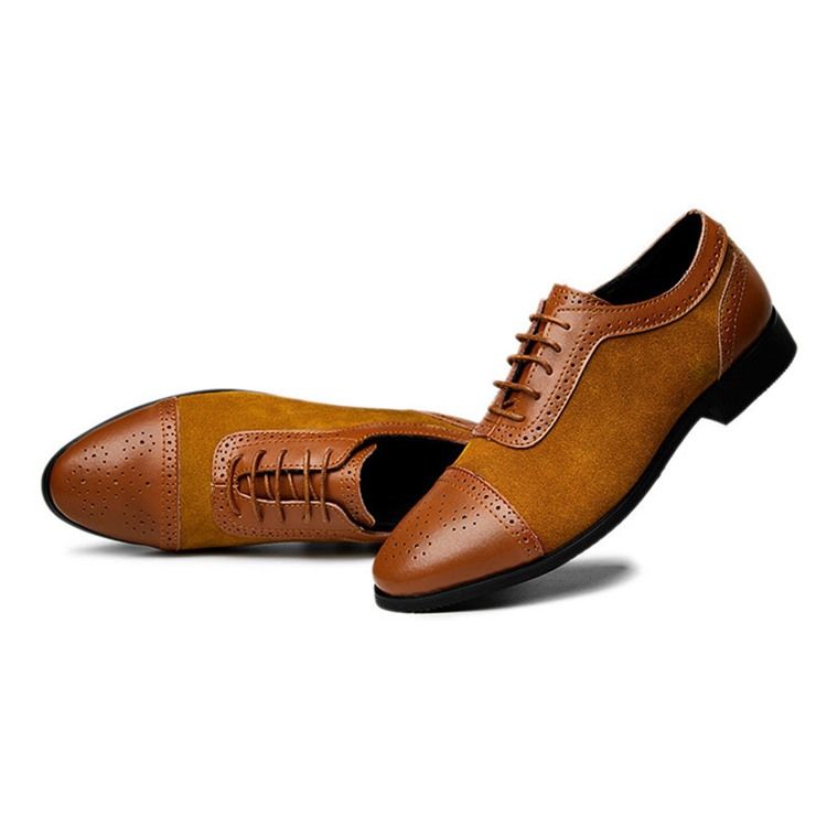 Patchwork Low-cut Upper Lace-up Oxfords För Män