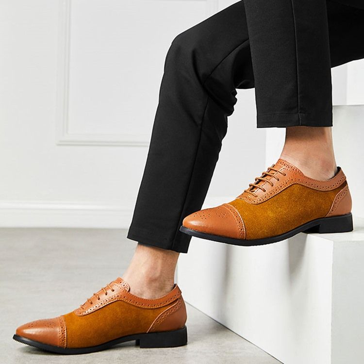 Patchwork Low-cut Upper Lace-up Oxfords För Män