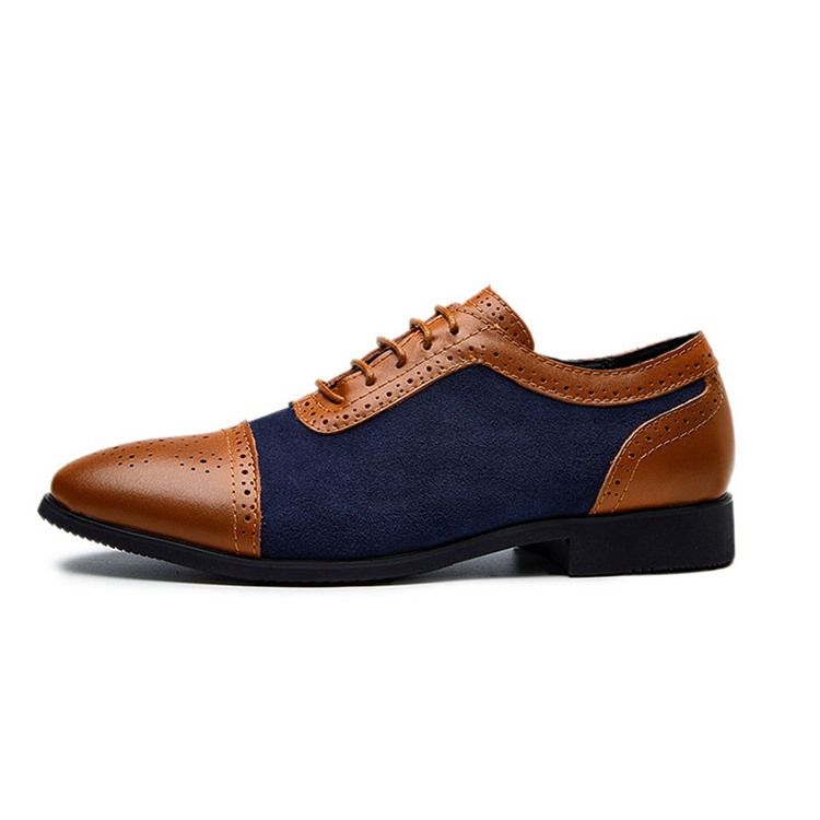 Patchwork Low-cut Upper Lace-up Oxfords För Män