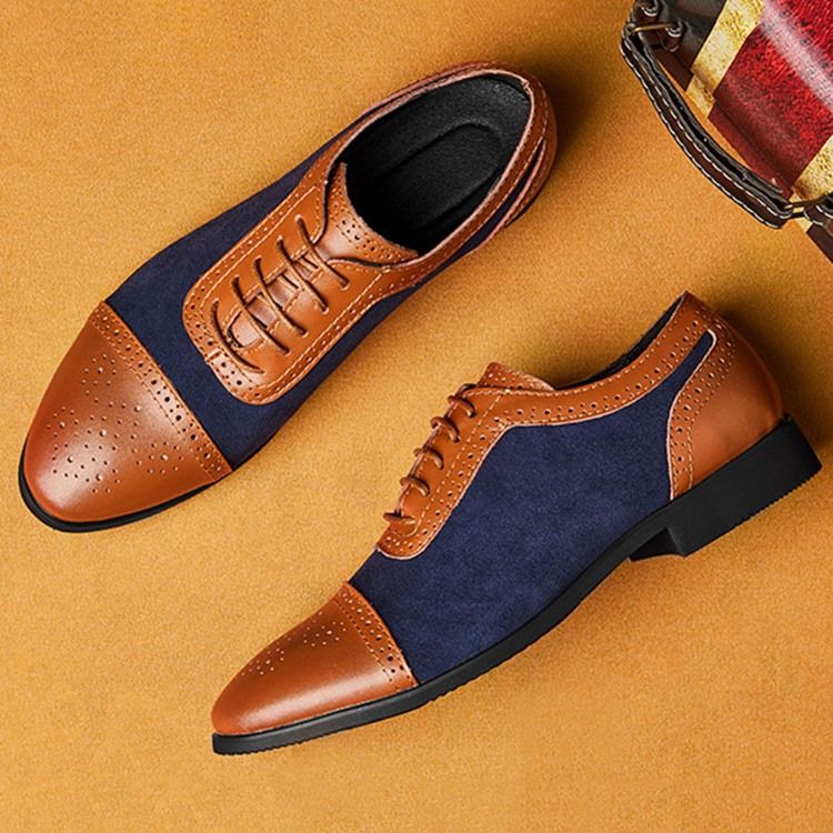 Patchwork Low-cut Upper Lace-up Oxfords För Män