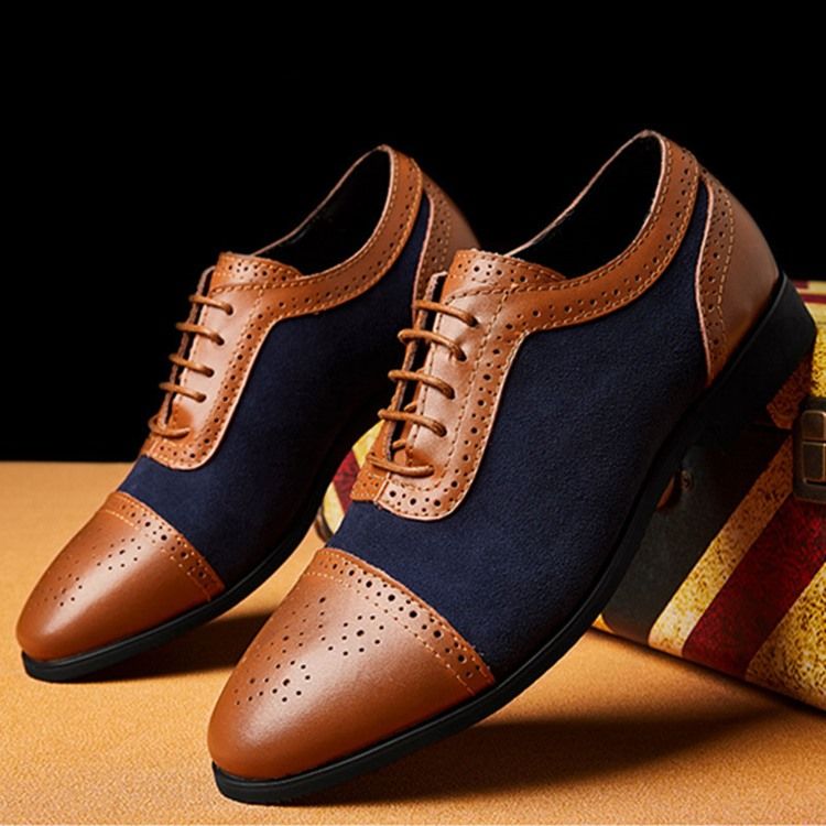 Patchwork Low-cut Upper Lace-up Oxfords För Män