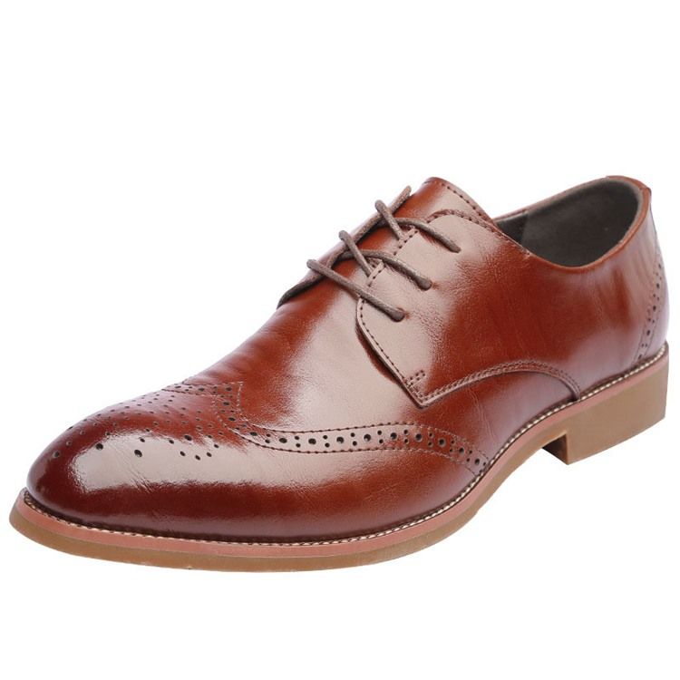 Plain Hollow Round Toe Lace-up Mäns Oxfords