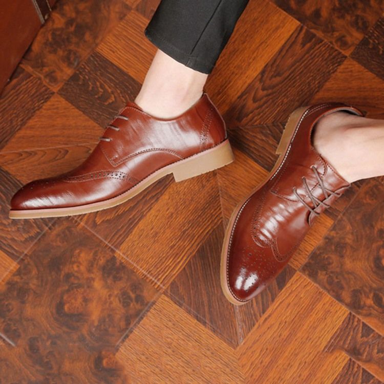 Plain Hollow Round Toe Lace-up Mäns Oxfords