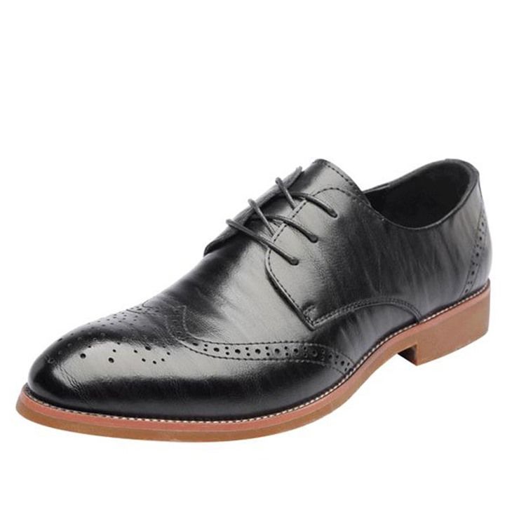 Plain Hollow Round Toe Lace-up Mäns Oxfords