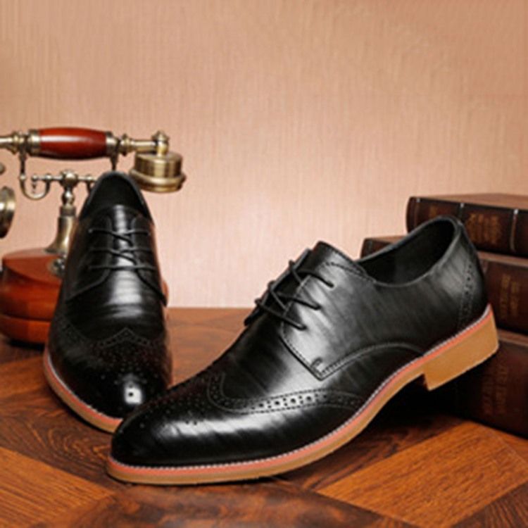 Plain Hollow Round Toe Lace-up Mäns Oxfords