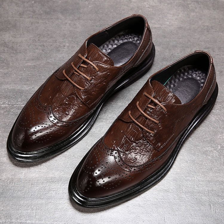 Plain Lace-up Low-cut Upper Round Toe Oxfords För Män