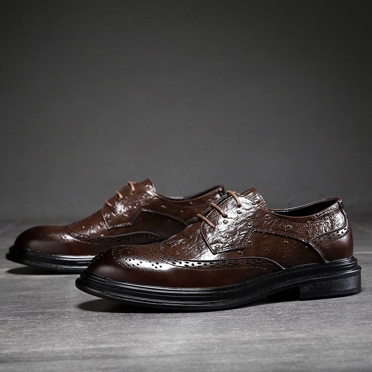 Plain Lace-up Low-cut Upper Round Toe Oxfords För Män