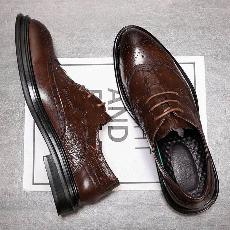 Plain Lace-up Low-cut Upper Round Toe Oxfords För Män