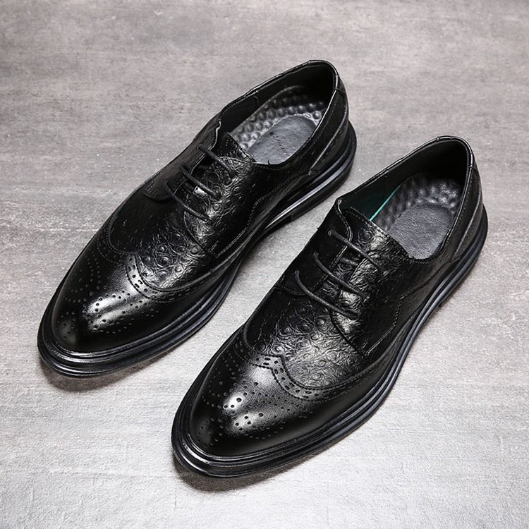 Plain Lace-up Low-cut Upper Round Toe Oxfords För Män