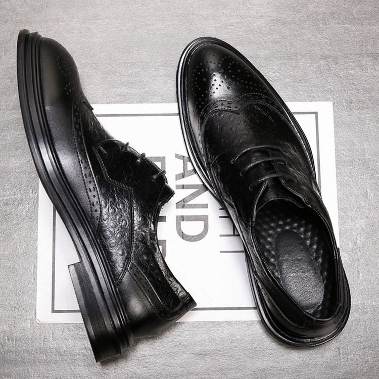 Plain Lace-up Low-cut Upper Round Toe Oxfords För Män