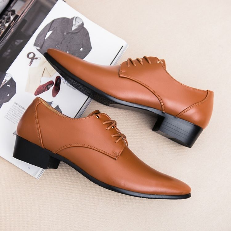 Plain Lace-up Pointed Toe Herrskor