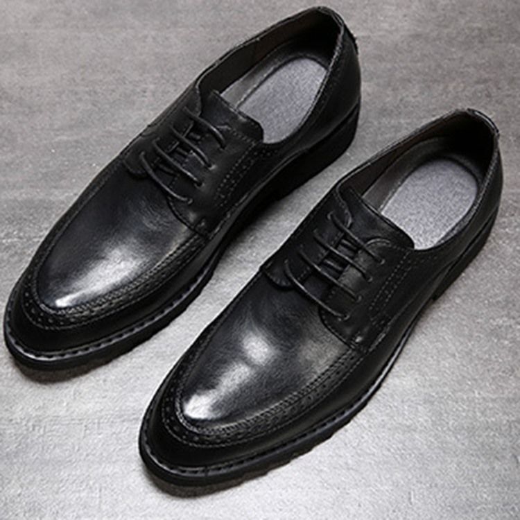 Plain Lace-up Round Toe Herr Oxfords