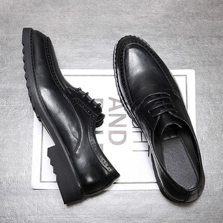 Plain Lace-up Round Toe Herr Oxfords