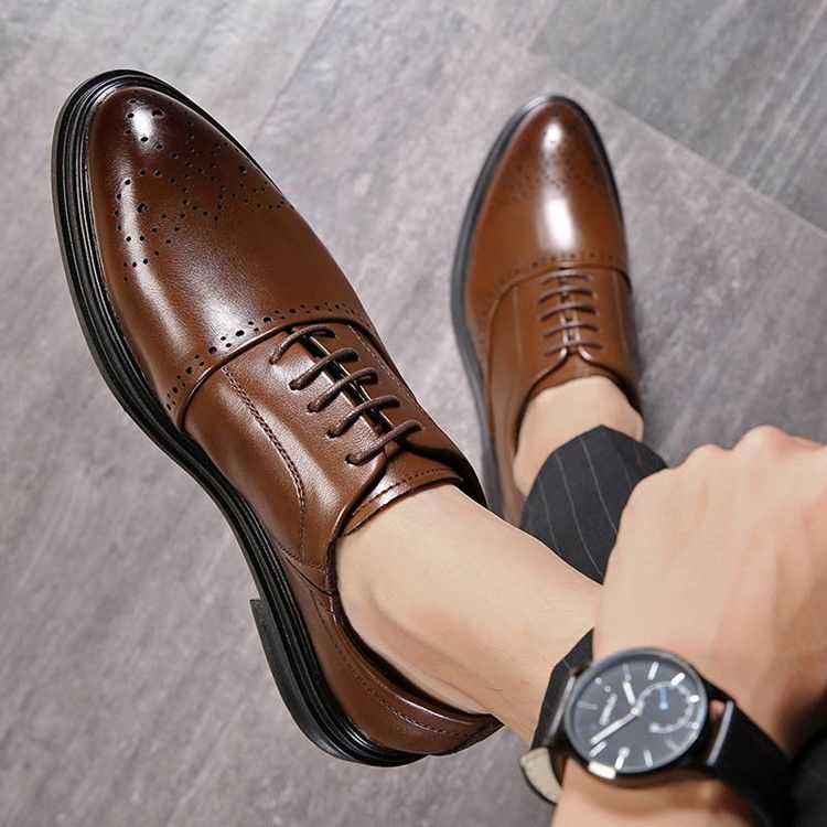 Plain Pointed Toe Low-cut Upper Men's Dress Shoes