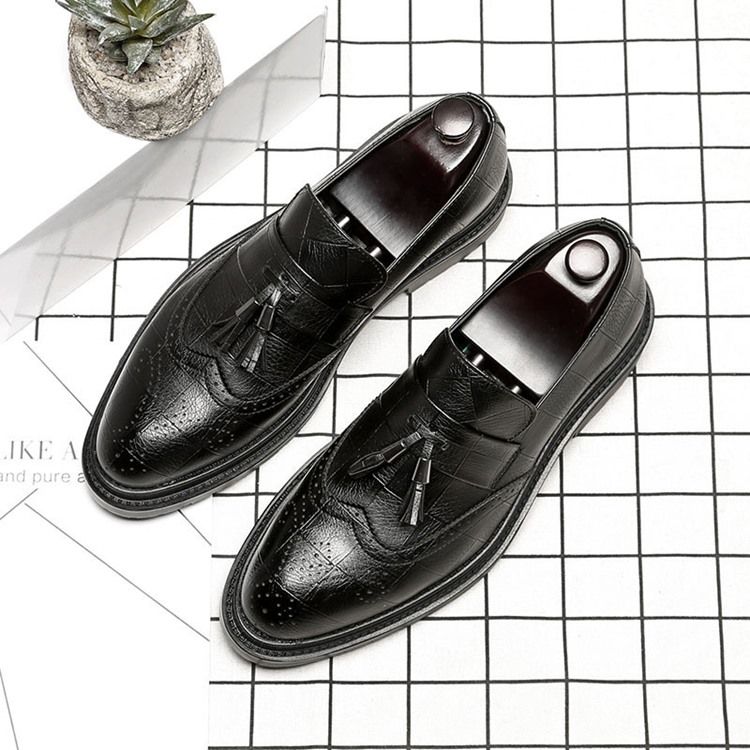 Plain Pointed Toe Low-cut Upper Slip-on Oxfords För Män