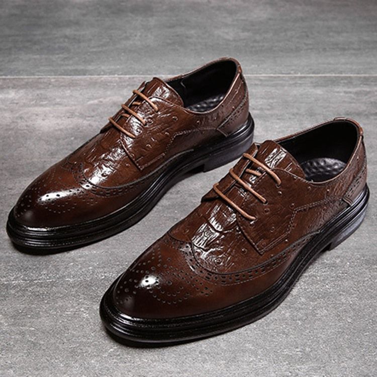 Pu Lace-up Round Toe Oxfords För Män